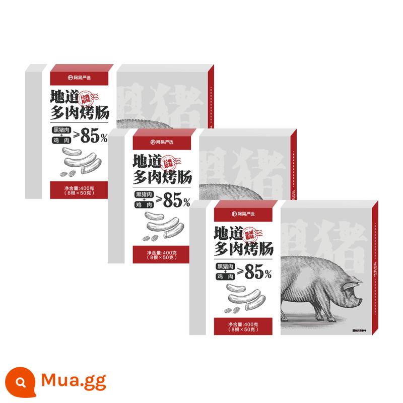 NetEase tuyển chọn kỹ lưỡng xúc xích nướng, xúc xích heo đen, xúc xích nướng trẻ em đá núi lửa, không chất phụ gia, xúc xích hot dog nguyên chất chính hãng - [3 hộp 24 que]Hương vị nguyên bản*2+tiêu đen*1