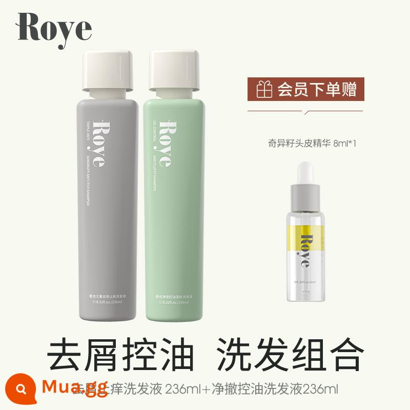 Dầu Gội Trị Gàu Bộ Ba Roye Ruoye Dầu Gội Artemisia Antipruritic Kiểm Soát Dầu Lông Tơ Phụ Nữ Mang Thai Trị Gàu - [Chống gàu và kiểm soát dầu giúp bạn luôn sảng khoái] Dầu gội trị gàu và chống ngứa 236ml + dầu gội kiểm soát dầu và tạo bọt 236ml