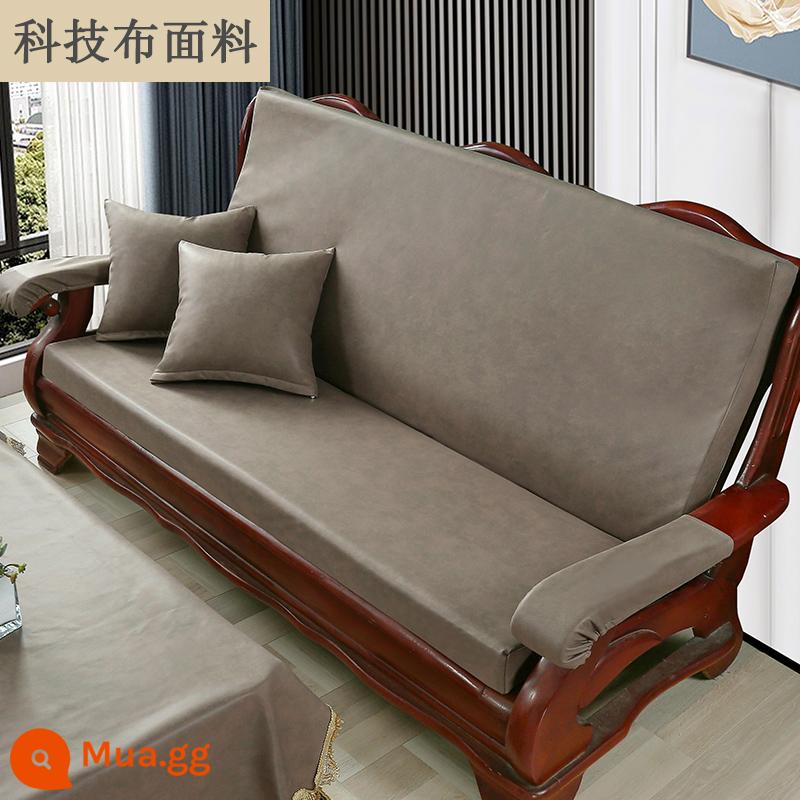 Đệm sofa gỗ đặc màu đỏ có tựa lưng một mảnh phù hợp với ghế mùa xuân và mùa thu kiểu cũ Thảm chống trượt của Trung Quốc cho tất cả các mùa - Công nghệ nâu