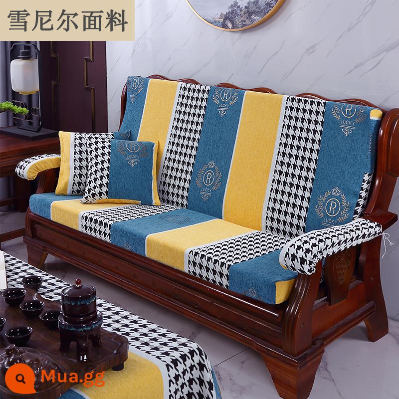 Đệm sofa gỗ đặc màu đỏ có tựa lưng một mảnh phù hợp với ghế mùa xuân và mùa thu kiểu cũ Thảm chống trượt của Trung Quốc cho tất cả các mùa - Chim choi choi vàng