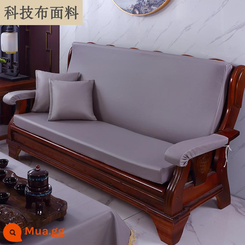 Đệm sofa gỗ đặc màu đỏ có tựa lưng một mảnh phù hợp với ghế mùa xuân và mùa thu kiểu cũ Thảm chống trượt của Trung Quốc cho tất cả các mùa - màu xám hiện đại