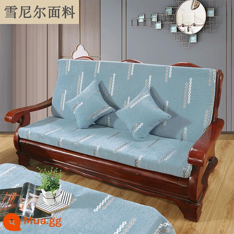 Đệm sofa gỗ đặc màu đỏ có tựa lưng một mảnh phù hợp với ghế mùa xuân và mùa thu kiểu cũ Thảm chống trượt của Trung Quốc cho tất cả các mùa - Màu xanh lá cây đơn giản