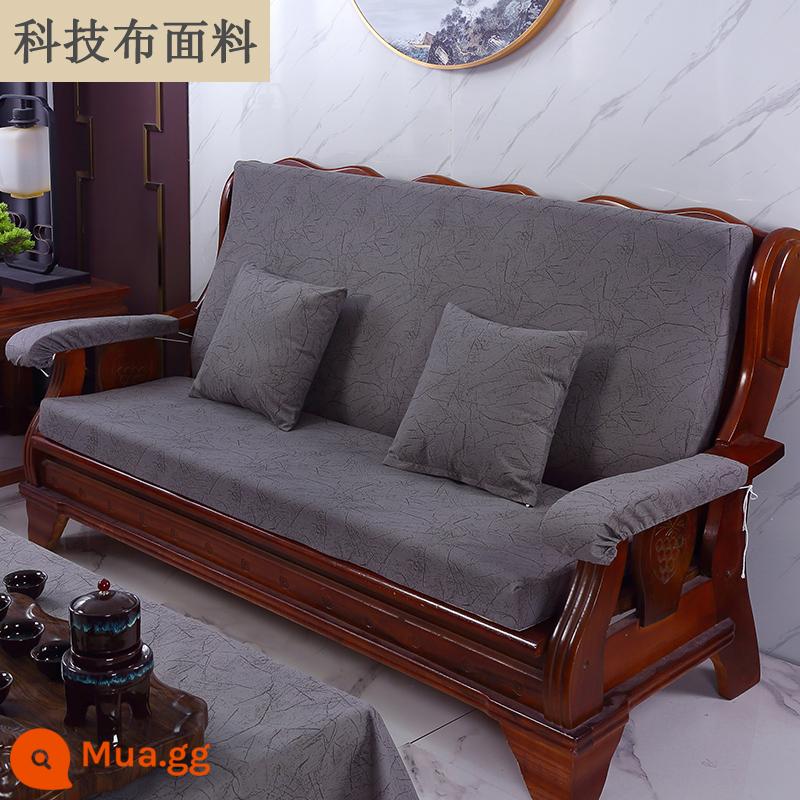 Đệm sofa gỗ đặc màu đỏ có tựa lưng một mảnh phù hợp với ghế mùa xuân và mùa thu kiểu cũ Thảm chống trượt của Trung Quốc cho tất cả các mùa - mực xám