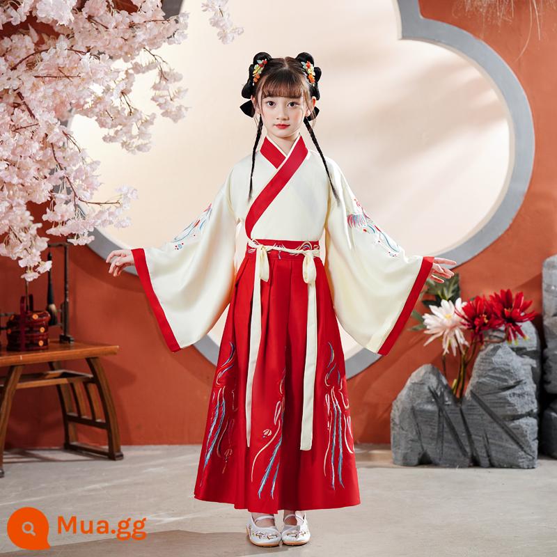 Quần áo trường học quốc gia dành cho trẻ em Hanfu Nam sinh mùa hè Trang phục kinh ba nhân vật Cô gái Ngày thiếu nhi Tang Suit Học sinh tiểu học Sách trẻ em Trang phục cổ đại - Mẫu dành cho nữ với tay áo phía trên và phía dưới màu vàng và mũ đội đầu miễn phí.