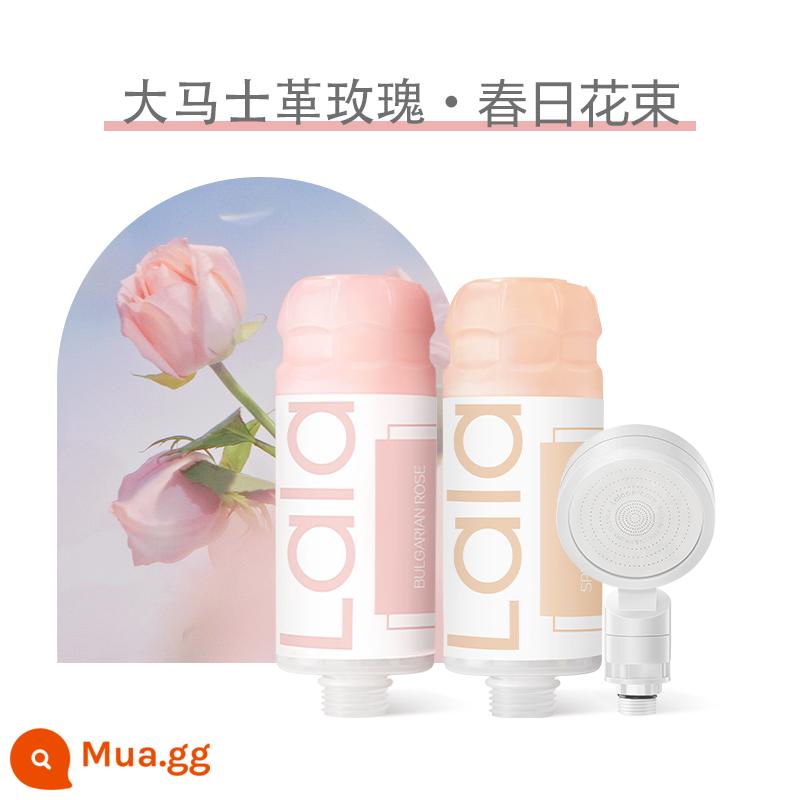 Lalapercare/Nara's Summer Rose Bath Bộ Lọc Vòi Phun Tăng Cường Khử Clo Hộ Gia Đình - Hoa hồng Damask + bó hoa mùa xuân + vòi hoa sen tăng áp