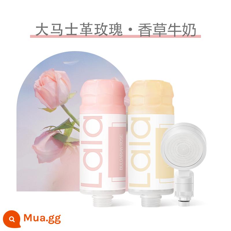 Lalapercare/Nara's Summer Rose Bath Bộ Lọc Vòi Phun Tăng Cường Khử Clo Hộ Gia Đình - Hoa hồng Damask + sữa vani + vòi sen tăng áp