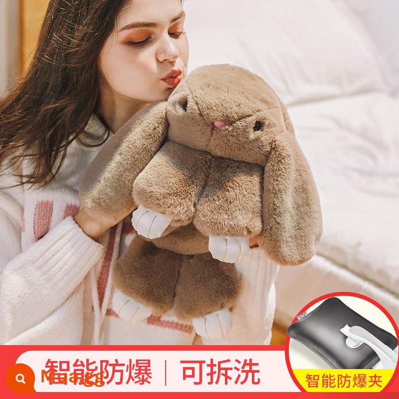 Youxunjia Chai Nước Nóng Sạc Chống Cháy Nổ Ấm Cho Bé Bình Nước Sang Trọng Dễ Thương Nữ Chính Hãng Tay Ấm Chăn Chần Gòn - Rabbit Plush - Cà phê thỏ Rogue [Tắt nguồn thông minh, an toàn và chống cháy nổ] Có thể tháo rời và giặt được