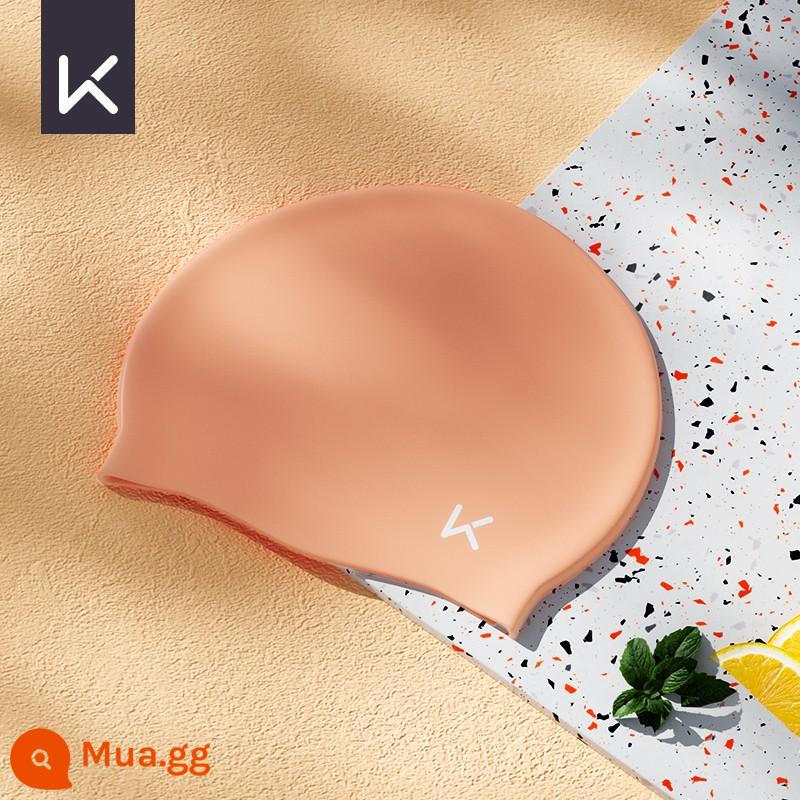 Giữ Nón Bơi Nữ XL Chống Nước Không Đầu Dài Đặc Biệt Silicone Tai Nam Giới Trưởng Thành Và Mũ Bơi Trẻ Em - Cam san hô [Phong cách silicon tiêu chuẩn]