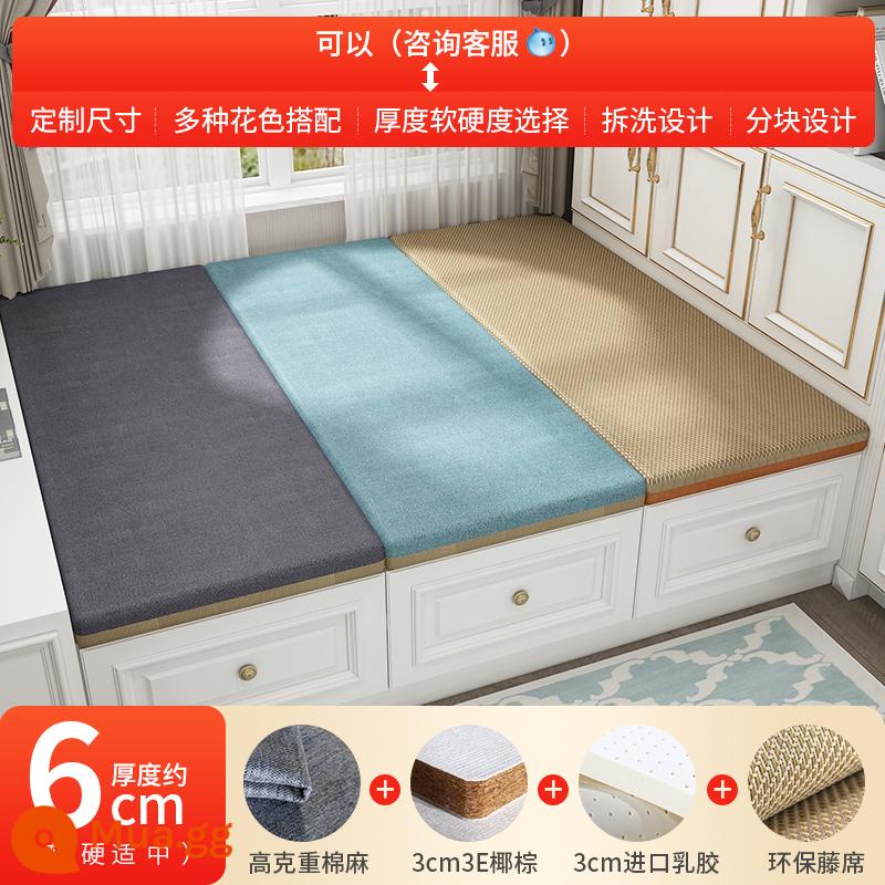 Nệm chiếu tatami tùy chỉnh thực hiện 2 mặt dừa cọ cao su tatami mat mat tatami mat tùy chỉnh kích thước tùy chỉnh - 6 cm = 3 cm dừa + 3 cm mủ