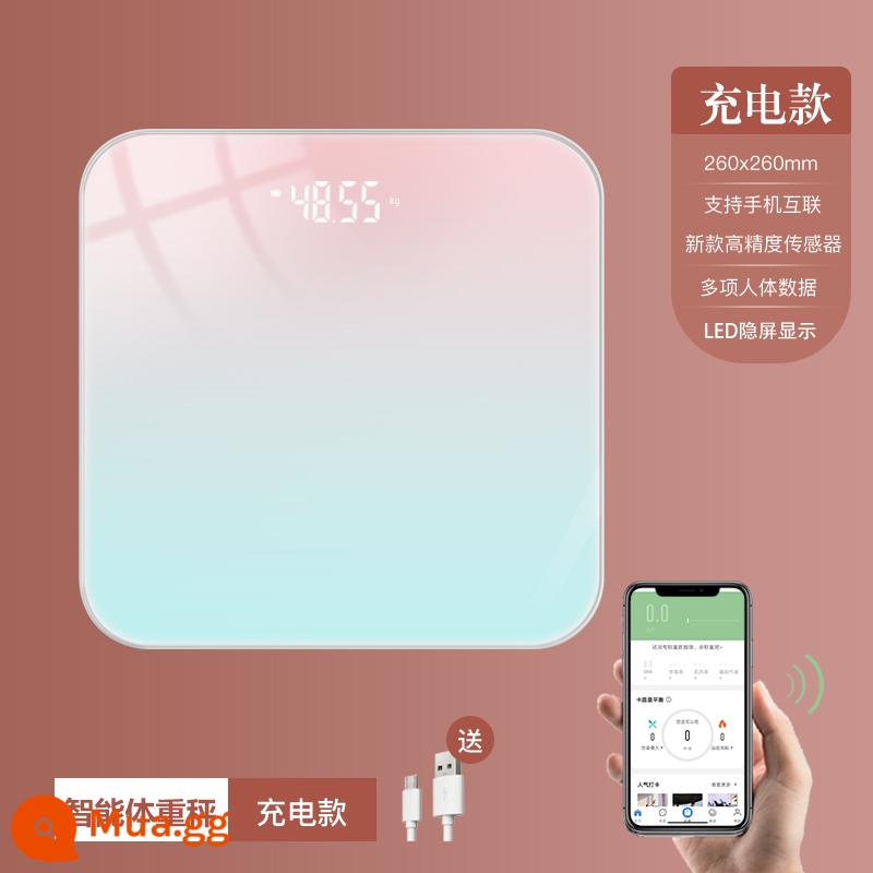 Cân Sạc Điện Tử Độ Chính Xác Cao Cân Nhà Thông Minh Giảm Cân Mỡ Cơ Thể Ký Túc Xá Quy Mô Nhỏ Trọng Lượng Cân - Model cao cấp/kết nối điện thoại di động/model sạc/màn hình LED ẩn