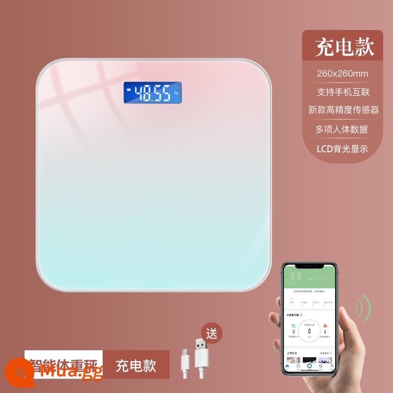 Cân Sạc Điện Tử Độ Chính Xác Cao Cân Nhà Thông Minh Giảm Cân Mỡ Cơ Thể Ký Túc Xá Quy Mô Nhỏ Trọng Lượng Cân - Model thông minh/model có thể sạc lại/siêu liên kết điện thoại di động/màn hình LCD