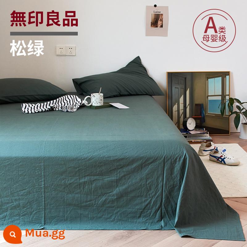 MUJI Ga Giường Đơn Cotton Nguyên Chất 100 Ký Túc Xá Giường Đơn Full Cotton Chần Gòn Đơn Giản Màu Đôi Áo Gối Chần Gòn Bộ 3 2 - Xanh thông [100% cotton]