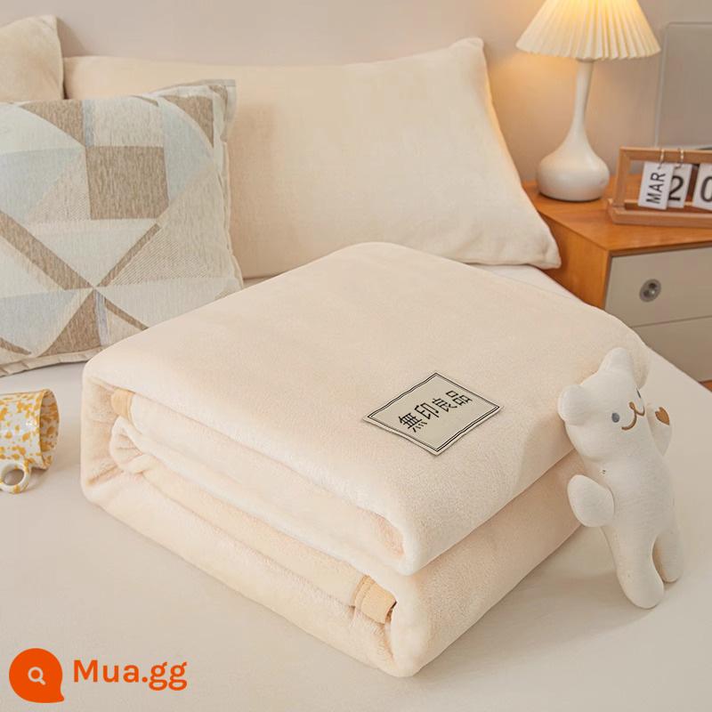 Muji San Hô Chăn Sofa Chăn Dép Nỉ Ngủ Trưa Văn Phòng Chăn Dày Sang Trọng Mùa Đông Tờ - Màu vàng sữa