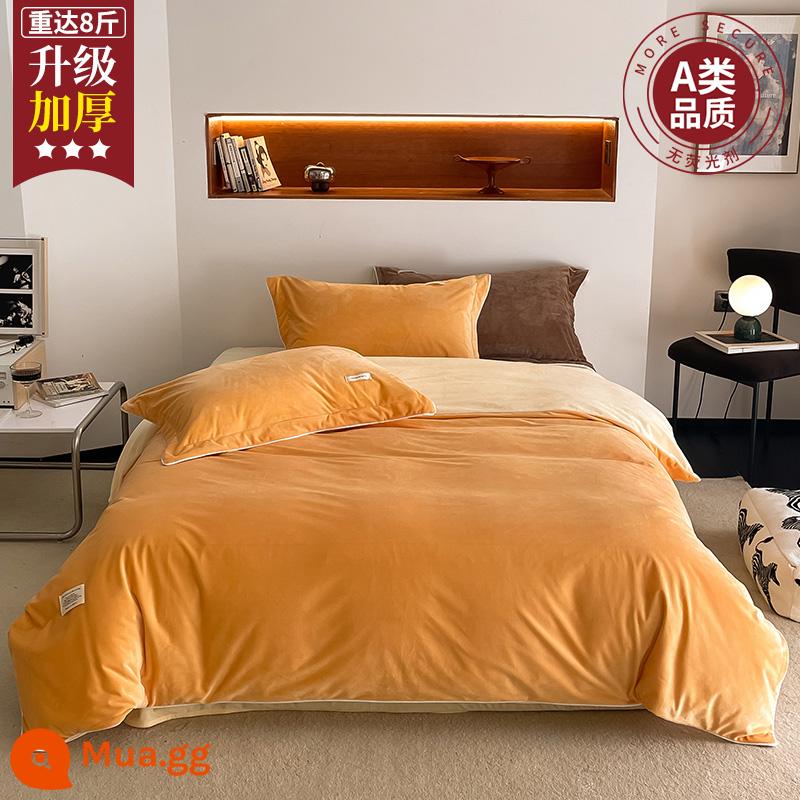 Sữa MUJI Nhung Giường 4 Bộ Nhung San Hô Mùa Đông 2 Mặt Plus Nhung Giường Vỏ Chăn Dép Nỉ Chăn Ga Gối - Của bạn Cui Huang [Nhung em bé loại A, chống tĩnh điện, không rụng lông]