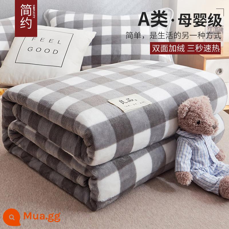 Muji San Hô Chăn Sofa Chăn Dép Nỉ Ngủ Trưa Văn Phòng Chăn Dày Sang Trọng Mùa Đông Tờ - Lưới lớn màu xám