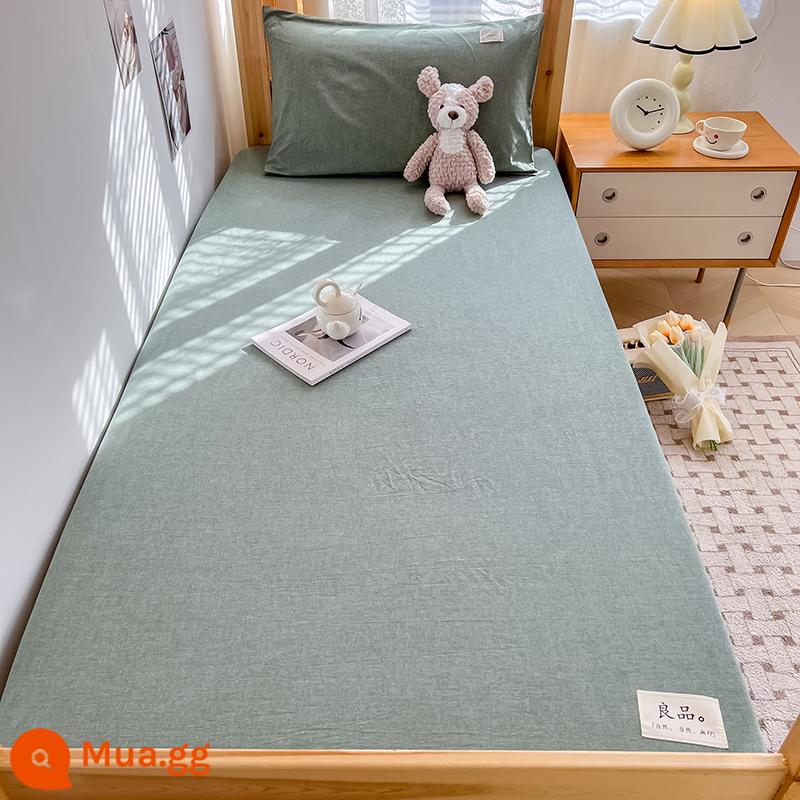 MUJI Cotton Trang Bị Tấm Ký Túc Xá Sinh Viên Cotton Đặc Biệt Drap Giường Nệm Giường Túi Đơn Tấm Bọc Bộ Giường - Mo Zi Green [100% cotton đã giặt cotton, một hàng giả sẽ bị phạt mười]