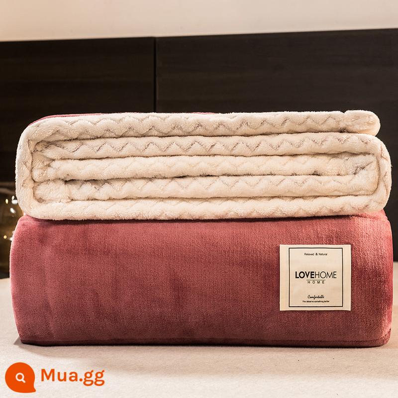 MUJI San Hô Chăn Dày Mùa Đông Chần Gòn Thịt Cừu Nhung 2 Lớp Bọc Sofa Chăn Ngủ Trưa Văn Phòng Chăn - Đậu dán + trắng - kiểu đặc và ấm