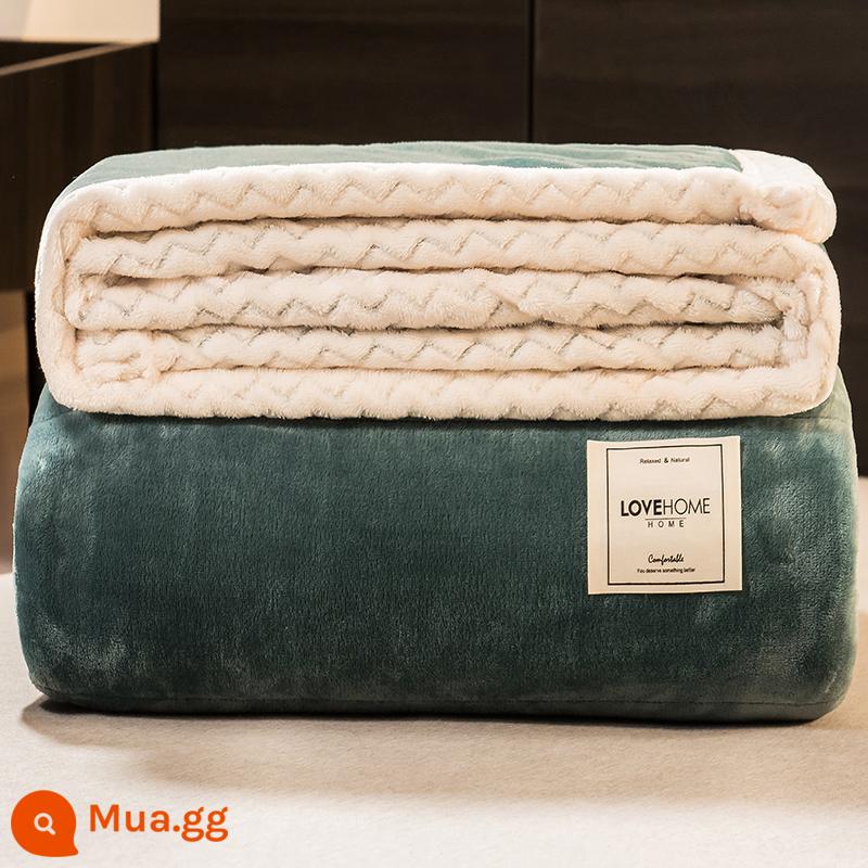 MUJI San Hô Chăn Dày Mùa Đông Chần Gòn Thịt Cừu Nhung 2 Lớp Bọc Sofa Chăn Ngủ Trưa Văn Phòng Chăn - Màu ngọc lục bảo + màu trắng dày và ấm áp