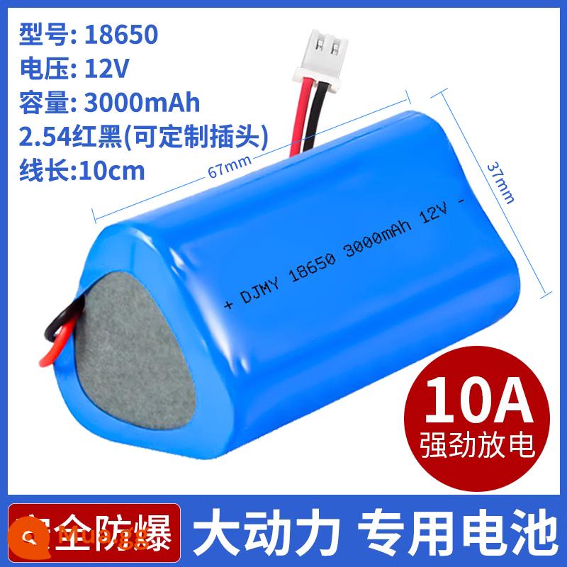 18650 pin lithium 12 v công suất lớn 3.7 v đèn pha năng lượng mặt trời nhập khẩu âm thanh đặc biệt pin sạc 7.4 v - 12v/tam giác/3000mAh/2.54 pin lithium 12v màu đỏ và đen