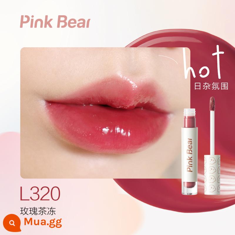 [Tuần lễ đổi mới 38] Cửa hàng hàng đầu Pinkbear Pink Bear Dưỡng ẩm môi Melody Melody Đồng thương hiệu Mirror Lip Glaze dành cho nữ - Thạch trà hoa hồng L320