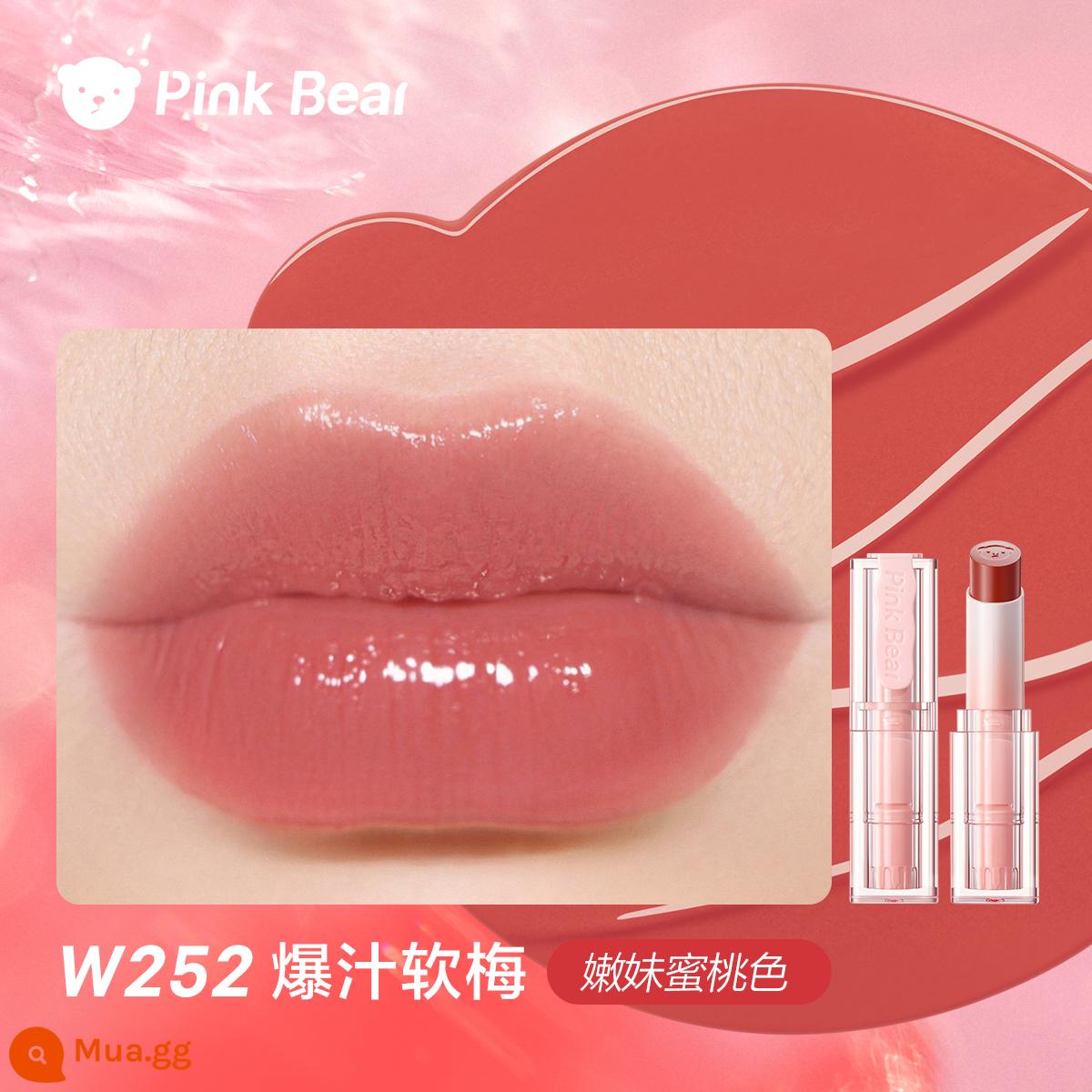 Pinkbear Pi Ke gấu sữa ong chúa tinh chất dưỡng môi son môi 252 son môi Kulomi gương nước nhẹ 423 - W252 Mận mềm mọng nước