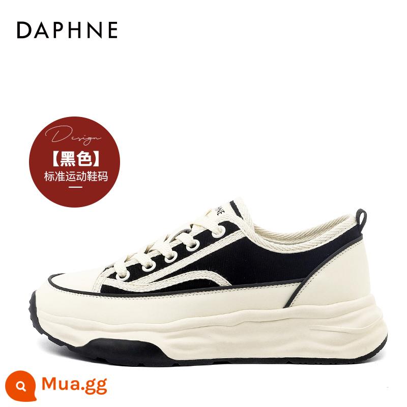 Daphne Giày Slip-On Vải Nữ 2023 Mùa Xuân Mới Half-Drag Giày Đế Dày Phụ Nữ Mang Thai Giày Trắng All-match - Đen [đế dày thời trang]