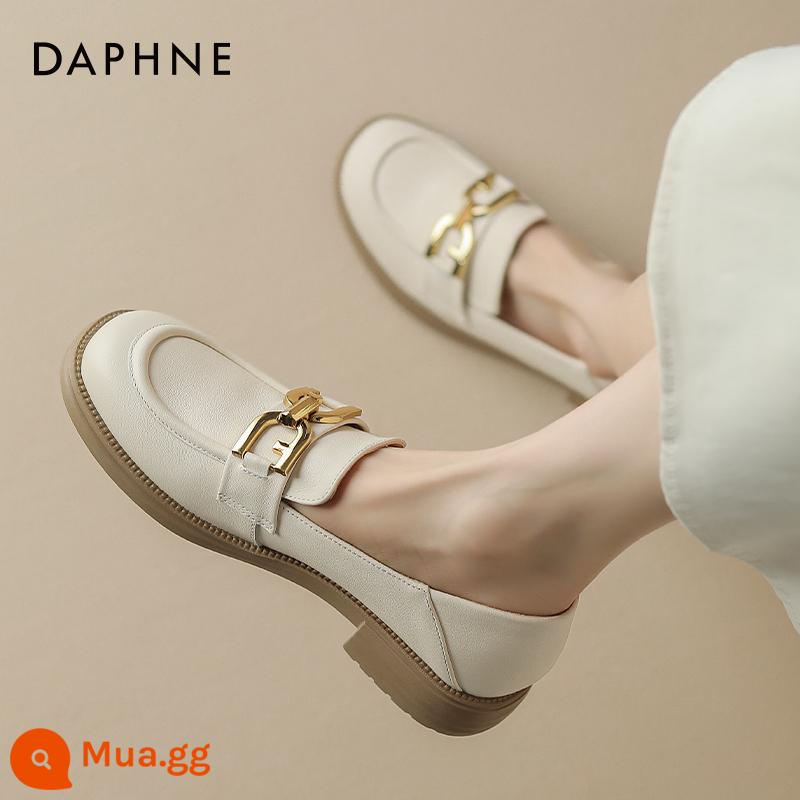 Giày Lười Daphne Daphne Nữ Mùa Xuân 2023 Mới Giày Đế Phẳng Giày Lười Nữ Da Mềm Xuân Thu Giày Da - Màu be [da bò mềm cao cấp]