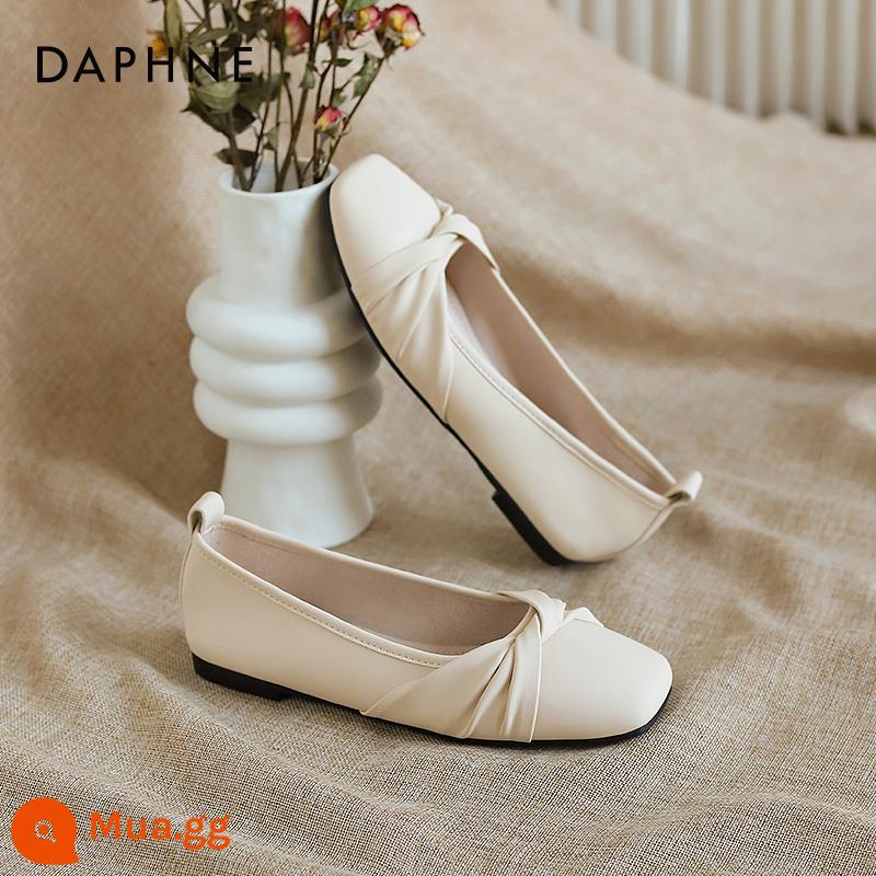 Giày Daphne Đế Bằng Đơn Nữ Mùa Xuân 2023 Mới Giày Slip On Đậu Hà Lan Giày Nữ Giày Bà - Màu trắng nhạt [hình ảnh chính]