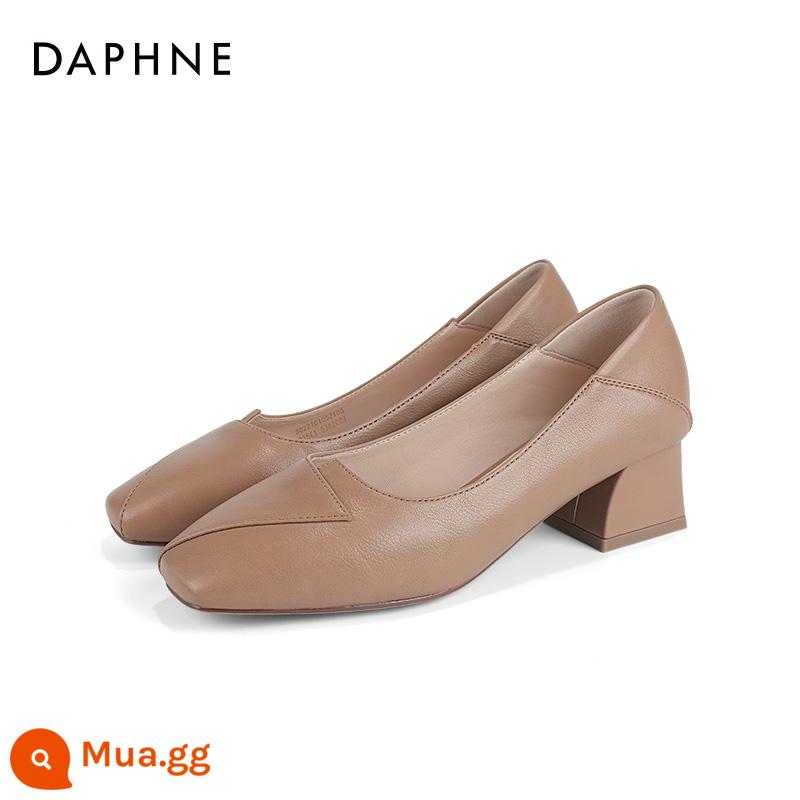 Daphne Giày Đơn Nữ Mùa Xuân 2023 Giày Nữ Màu Nude Cổ Tích Gió Giày Cao Gót Nữ Slip-On Giày Da Nhỏ Nữ - nâu