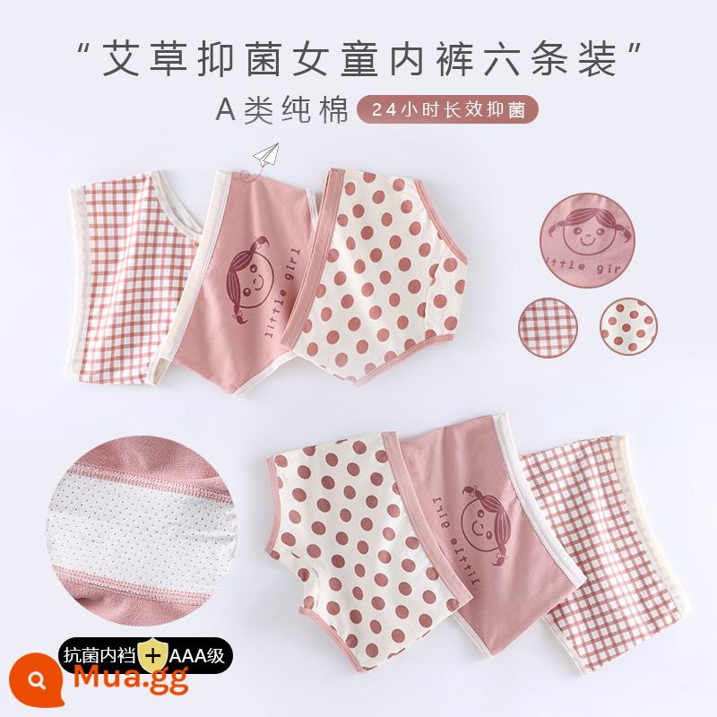 Quần lót bé gái cotton nguyên chất boxer Phong cách năm mới bé gái quần đùi tam giác bé trung và lớn trẻ em năm con thỏ quần đỏ - 9394#Mặt Cười Ngải Cứu Kháng Khuẩn Ba Bốn Góc 6 Gói