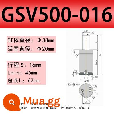 Khuôn ô tô TUGSK R12 GSV Nitơ/Lò xo khí Xi lanh Nitơ /K/X/U Lò xo khí dập - Kaki 500-016