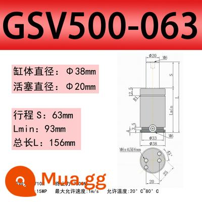 Khuôn ô tô TUGSK R12 GSV Nitơ/Lò xo khí Xi lanh Nitơ /K/X/U Lò xo khí dập - Màu vàng nhạt 500-063