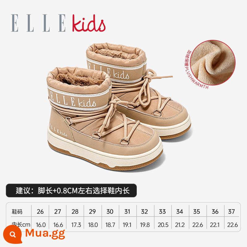 Giày Trẻ Em ELLEkids Giày Trẻ Em Cotton Lớn Mùa Đông Plus Nhung Dày Dặn Bé Trai Ủng Cotton Chống Thấm Nước Ấm Bé Gái Ủng Đi Tuyết - Quả mơ 422606