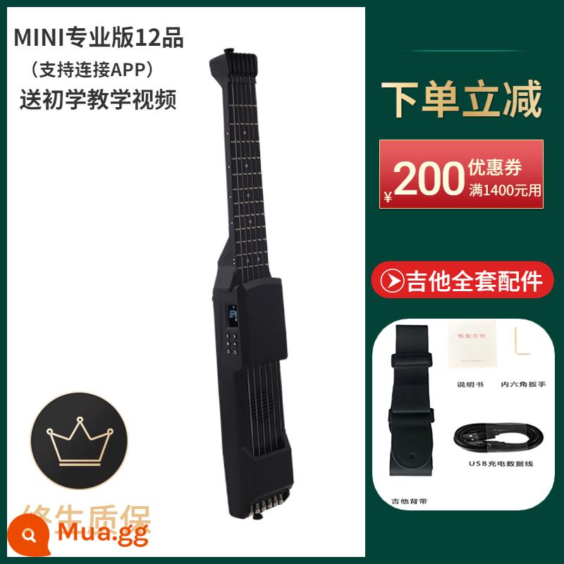 Đàn Guitar Dân Gian Thông Minh LeDian, Im Lặng, Di Động, Rảnh Tay, Không Điều Chỉnh, Giới Thiệu Cho Người Mới Bắt Đầu Thực Hành Guitar Điện Du Lịch - Pin thứ 12 phiên bản chuyên nghiệp MIDI [Đen mờ]