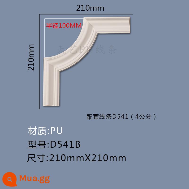 Đường PU nền TV phòng khách tường viền dải trần giả thạch cao hình phẳng đường trang trí hoa góc kiểu Pháp - Giao Hoa D541B