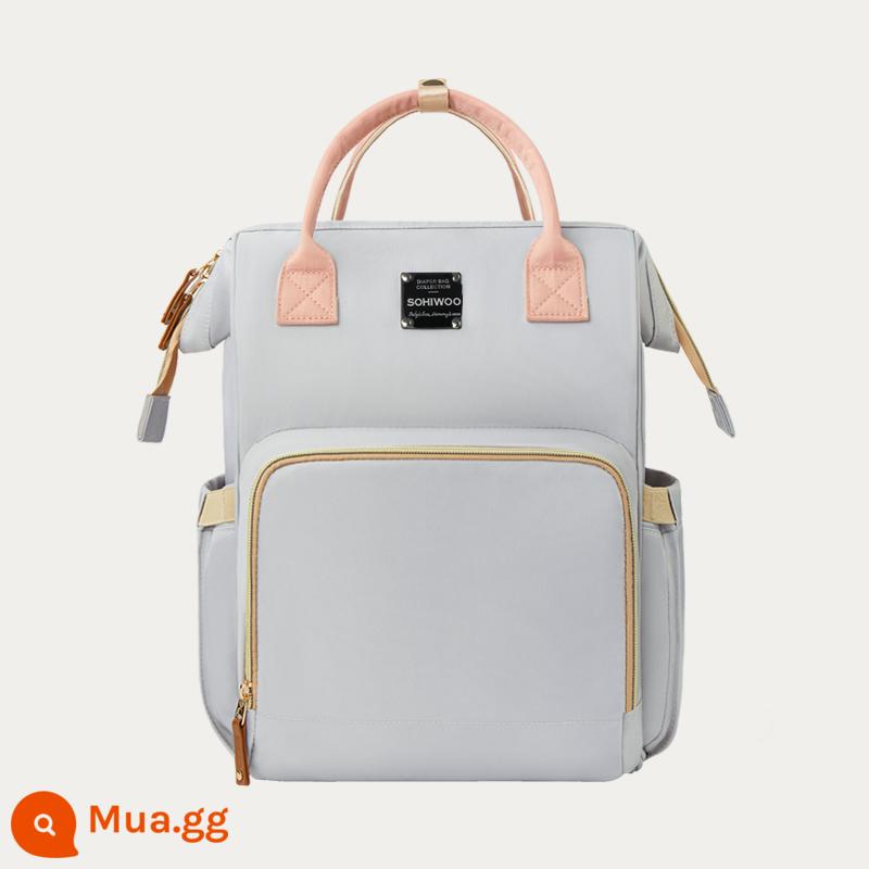 Sohiwoo Mommy Bag 2022 Mới Tay Mới Tay -in -Child, túi mẹ đa chức năng ra khỏi ba lô - Sky Grey-Dung tích lớn [20L]