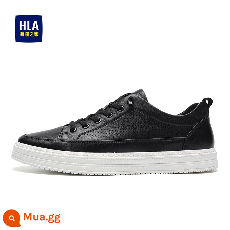 HLA/Hải Lan House Giày Nam Trắng Cổ Điển Đục Lỗ Thoáng Khí Giày Sneaker Da Nam Thể Thao Thường Ngày Hợp Thời Trang Cho Nam - Màu đen (mẫu đục lỗ thoáng khí HAABXM2ABV0291)