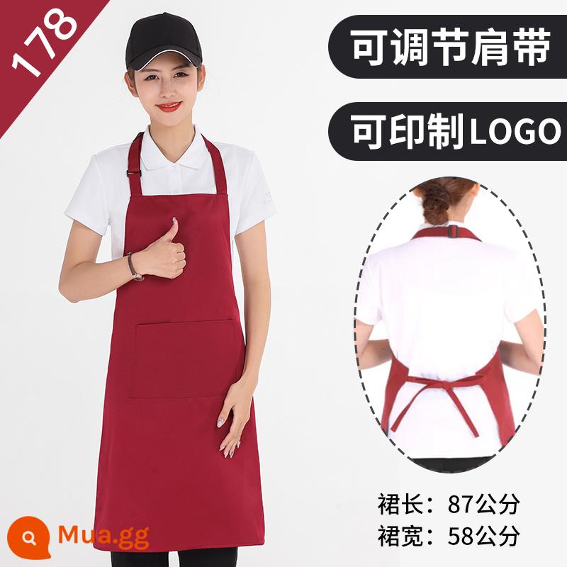 Tạp dề tùy chỉnh in logo quần áo làm việc cotton nguyên chất dành cho nữ đặt làm nhà bếp thương mại tạp dề nhà hàng chống thấm nước và dầu cho nam - 178 Burgundy (chống nước)