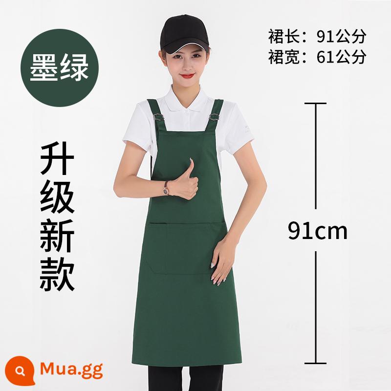 Tạp dề tùy chỉnh in logo quần áo làm việc cotton nguyên chất dành cho nữ đặt làm nhà bếp thương mại tạp dề nhà hàng chống thấm nước và dầu cho nam - Chất liệu cotton xanh 688 chống tia nước bắn tung tóe