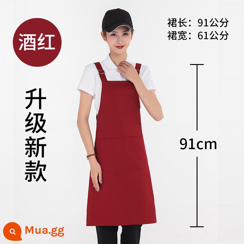 Tạp dề tùy chỉnh in logo quần áo làm việc cotton nguyên chất dành cho nữ đặt làm nhà bếp thương mại tạp dề nhà hàng chống thấm nước và dầu cho nam - 688 bông đỏ chống văng