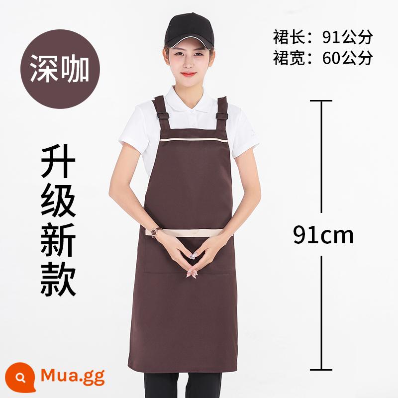 Tạp dề tùy chỉnh in logo quần áo làm việc cotton nguyên chất dành cho nữ đặt làm nhà bếp thương mại tạp dề nhà hàng chống thấm nước và dầu cho nam - 119 màu cà phê