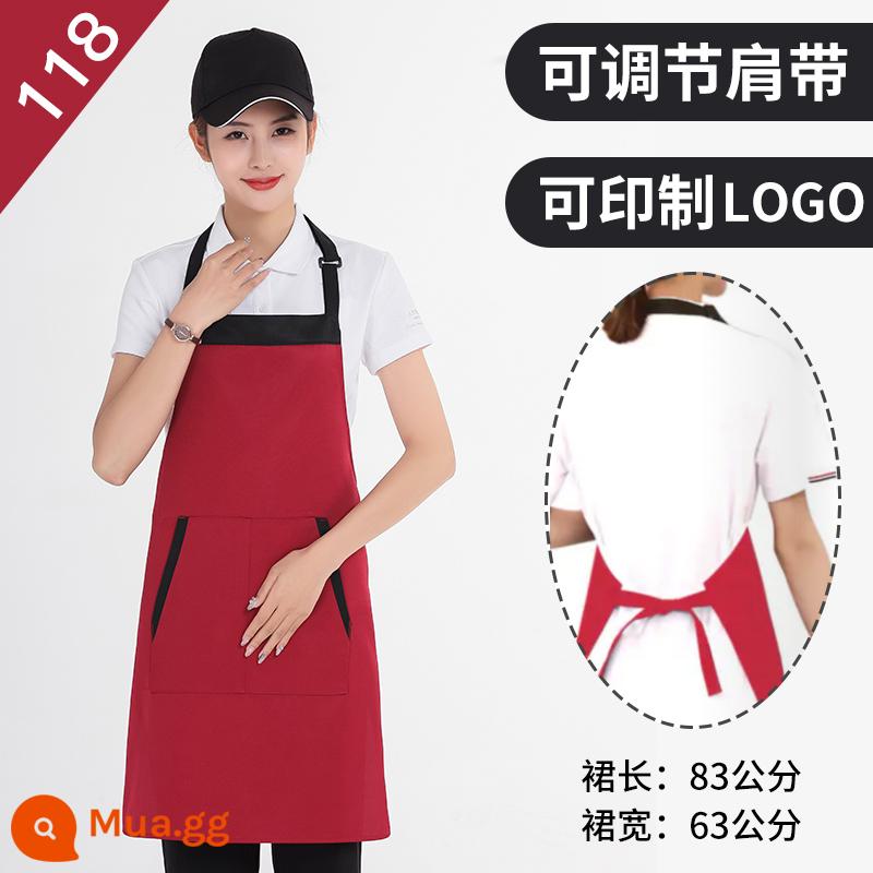 Tạp dề tùy chỉnh in logo quần áo làm việc cotton nguyên chất dành cho nữ đặt làm nhà bếp thương mại tạp dề nhà hàng chống thấm nước và dầu cho nam - 118 rượu vang đỏ