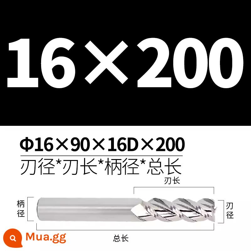 Dao phay hợp kim nhôm có độ bóng cao 60 độ Dao phay bằng nhôm 3 cạnh cứng đặc biệt CNC Công cụ CNC mở rộng bằng thép vonfram - D16*90*16D*200