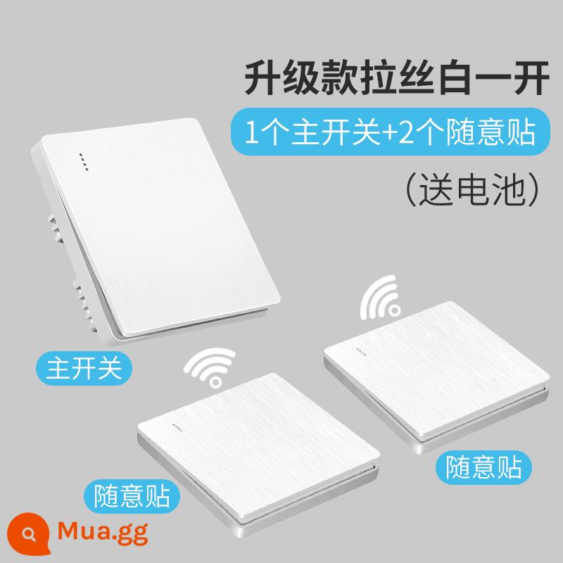 Công tắc điều khiển từ xa thông minh không dây bảng điều khiển đèn không dây Bộ điều khiển 220V phòng ngủ nhà đôi cắt từ xa ngẫu nhiên miếng dán - Nâng cấp màu trắng chải: 1 công tắc chính + 2 miếng dán tùy chọn