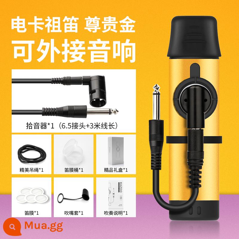 Metal kazoo saxophone chơi nhạc cụ kazoo cao cấp chuyên nghiệp nhập khẩu dành cho trẻ em mà không cần học - Kèn kazoo điện [vàng quý] có thể kết nối với loa