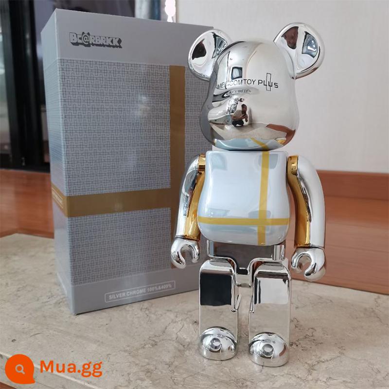 Bearbrick400% Bạo Lực Gấu Vật Trang Trí Đế Núi Rỗng Các Khối Xây Dựng Gấu Bầu Trời Đầy Sao Qianqiu Bắn Mực Phòng Khách Búp Bê Búp Bê - cái hồ màu xanh