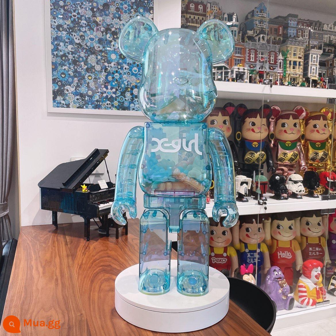 bearbrick1000% bạo lực gấu mạ điện trong suốt hạ cánh quá khổ trang trí phòng khách xây dựng gấu thủy triều chơi búp bê - màu xanh trong suốt