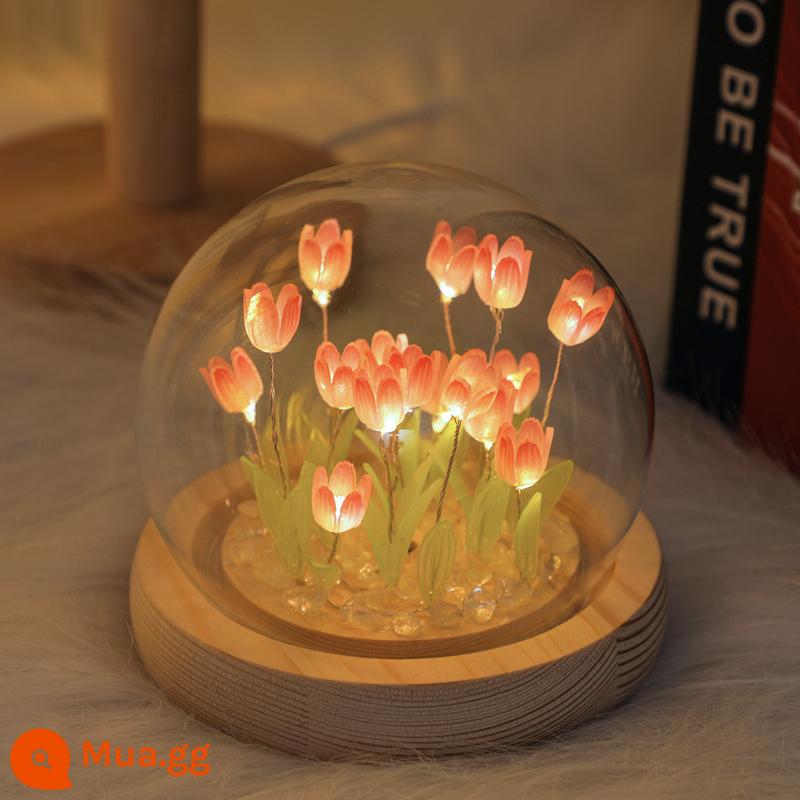 Đèn ngủ hoa tulip handmade DIY bó hoa quà tặng sinh nhật cho bé gái cao cấp người bạn thân nhất Ngày Phụ Nữ - Gói vật liệu tự làm màu hồng 10 miếng [loại pin] không có túi quà