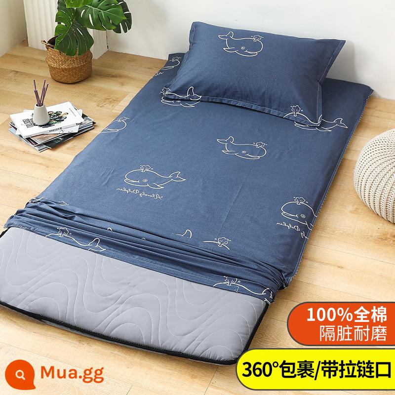 Áo Nệm Cotton Nguyên Chất Vỏ Chăn Ký Túc Xá Sinh Viên Đơn 90X200 Nệm Vỏ Chăn 190 Bọc Nệm Trọn Gói 0.9 - thế giới cá heo