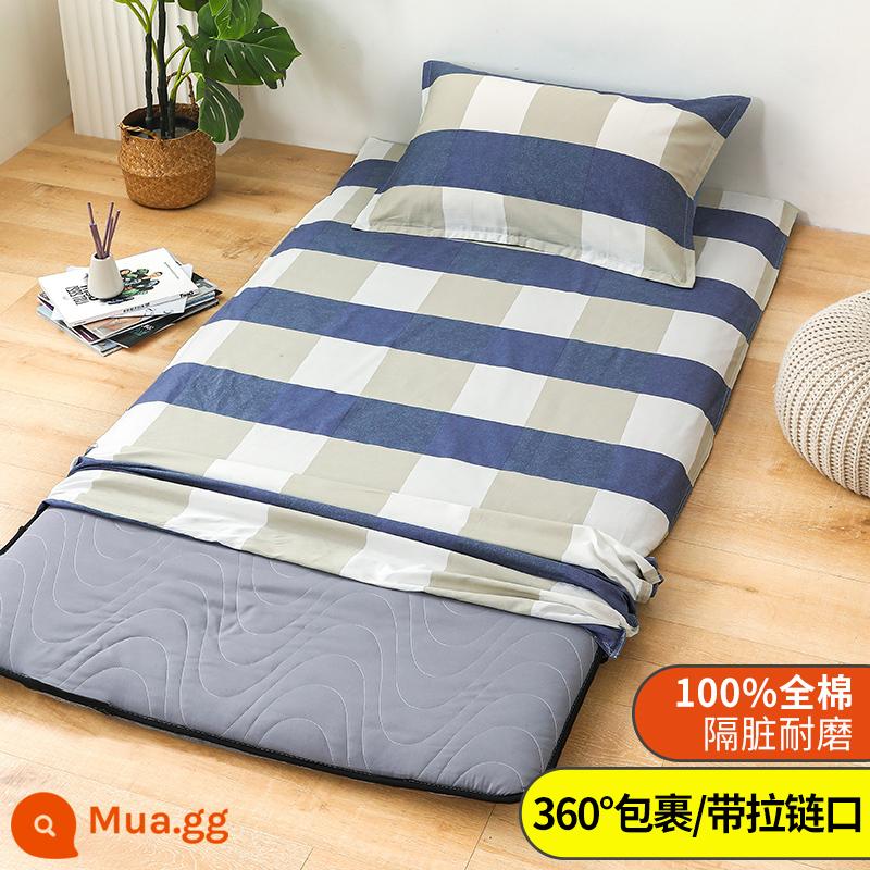 Áo Nệm Cotton Nguyên Chất Vỏ Chăn Ký Túc Xá Sinh Viên Đơn 90X200 Nệm Vỏ Chăn 190 Bọc Nệm Trọn Gói 0.9 - màu xanh mandy